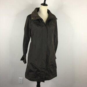 COLE HAAN Brown Tuck Away Hood Zip Pockets Raincoat Jacket